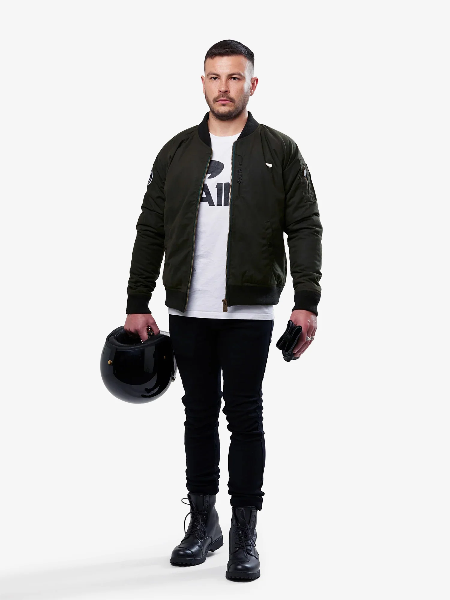 Armored Bomber Jacket | Olive Green | Armor Included - Image 4