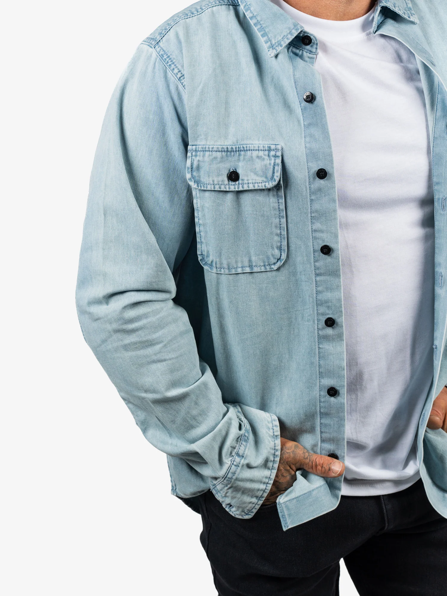 Bleached Denim Shirt - Image 3