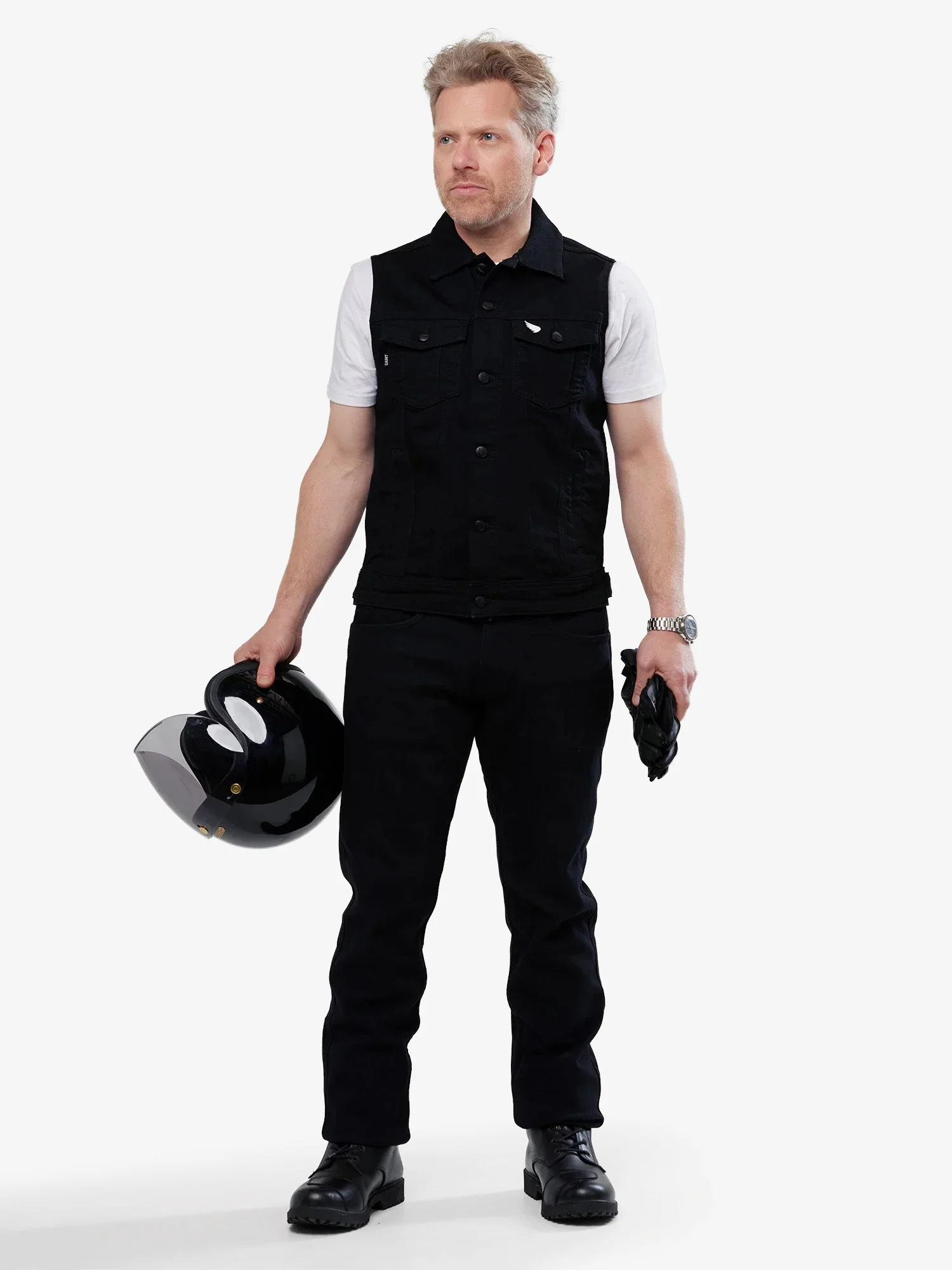 SA1NT Moto Denim Vest | Black - Image 4